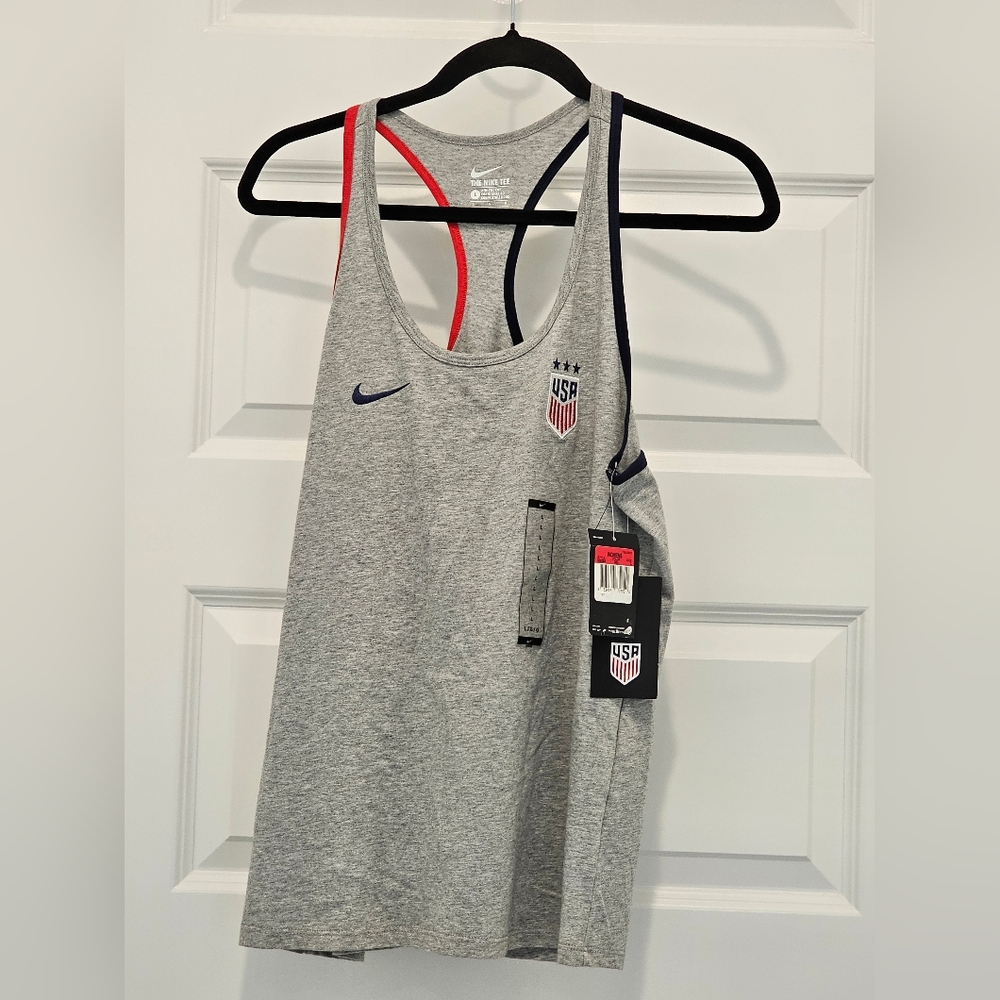 Nike 100% Cotton Racerback Tank Top with USA Logo, NWT, Size Large - Picture 2 of 9